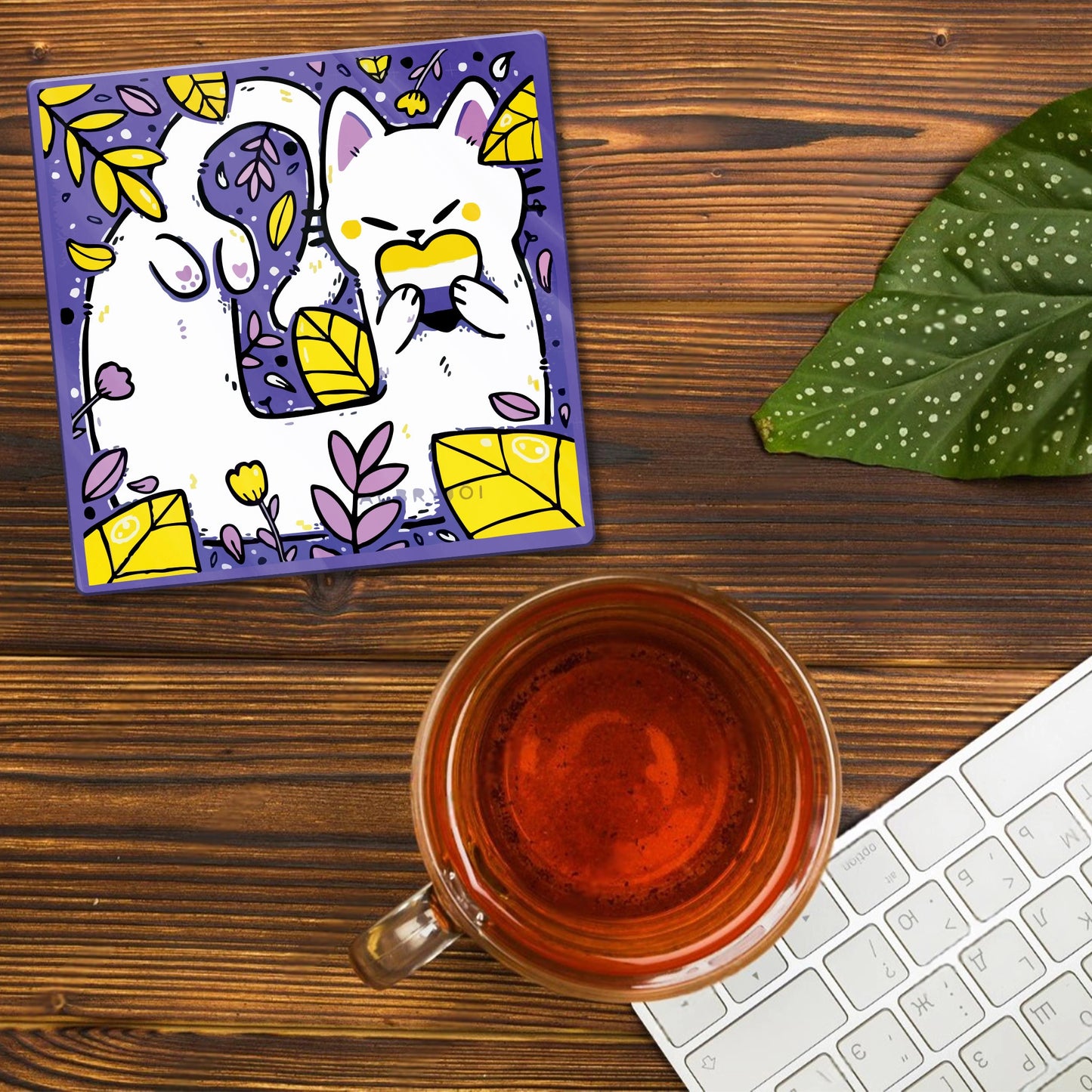 CAT IN LOVE ACRYLIC COASTER