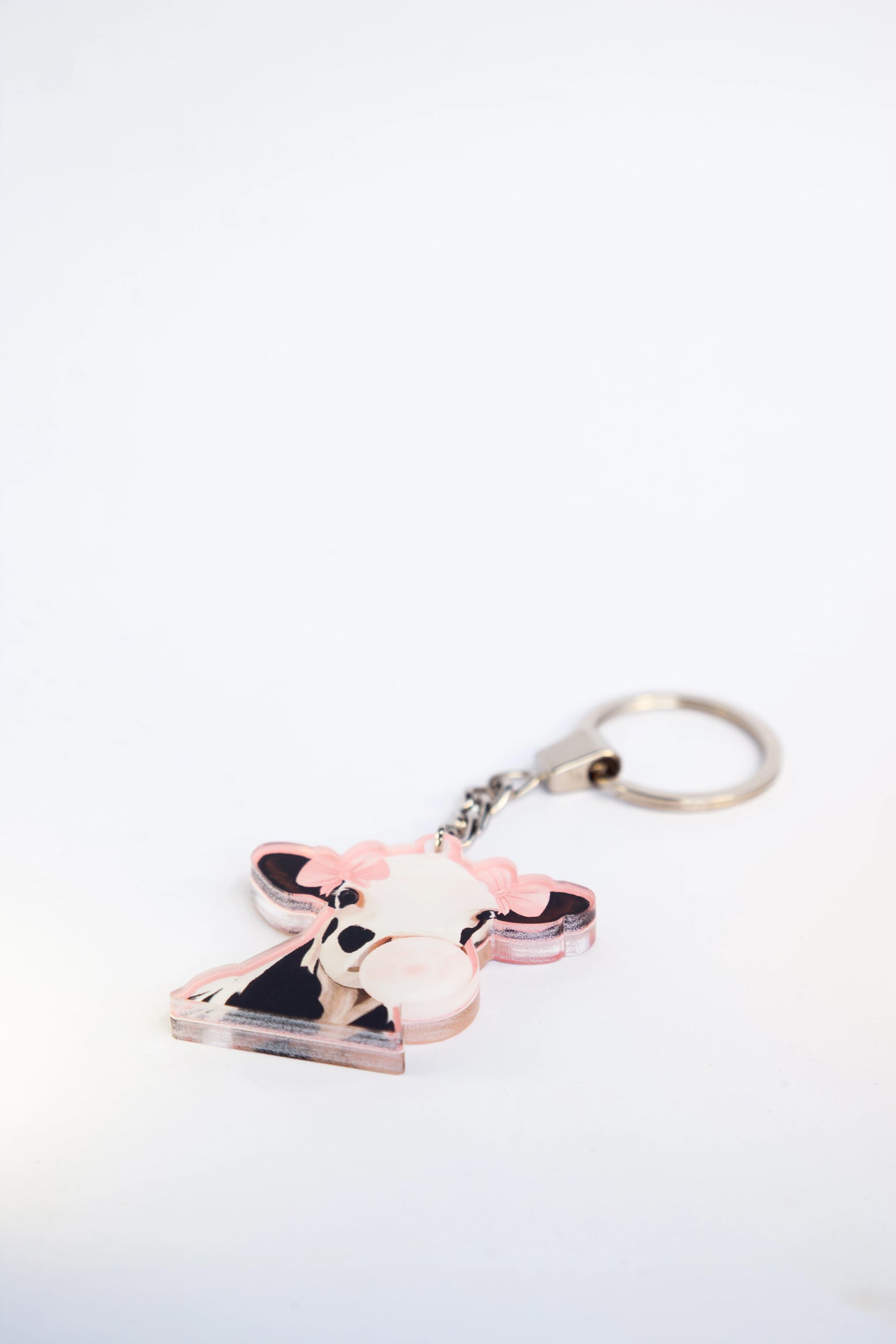 PINK COW ACRYLIC KEYCHAINS