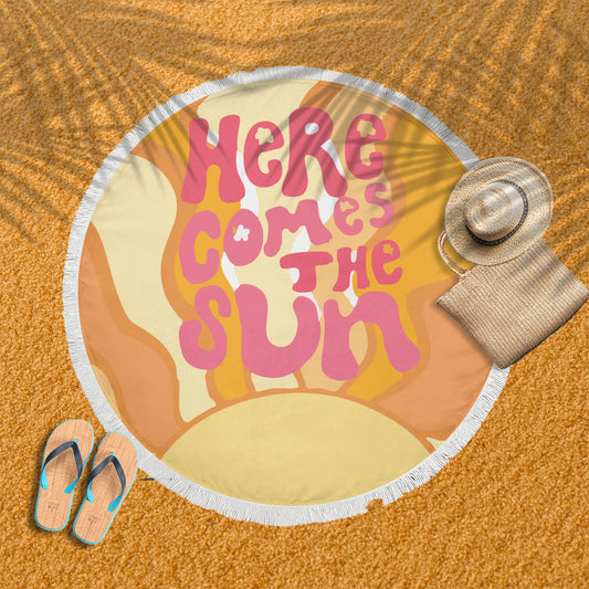 Here Comes The Sun – Retro Style Round Beach Blanket