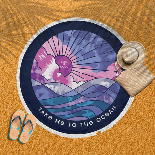 Take Me to the Ocean Round Beach Blanket