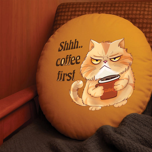 Coffee First – Grumpy Cat Pillow