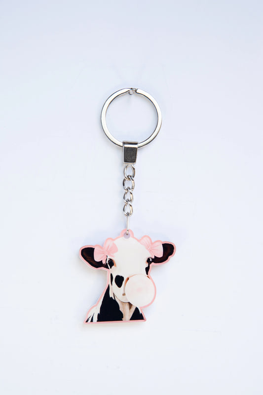 PINK COW ACRYLIC KEYCHAINS